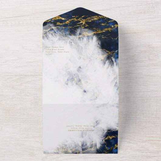 Invitation Tout En Un Elégante Géode cristal Lapis Lazuli (Dehors)