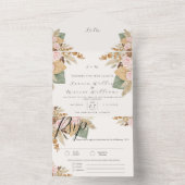 Invitation Tout En Un Élégante laiton de Pampas Florale tout en un Maria (À l'intérieur)