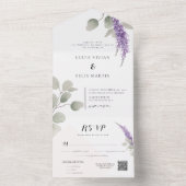 Invitation Tout En Un Élégante Lavande Greeny Eucalyptus Mariage Feuille (À l'intérieur)