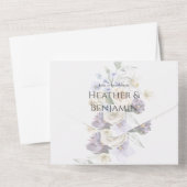 Invitation Tout En Un Élégante Lavande, ivoire et bleu Floral All-in-One (Verso)