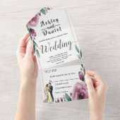 Invitation Tout En Un Élégante Mariée Florale Et Mariage De Boho Groom (Déchirure)