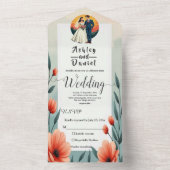 Invitation Tout En Un Élégante Mariée Romantique Et Mariage Floral (À l'intérieur)