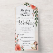 Invitation Tout En Un Élégante Mariée Rose Bleu Et Mariage Floral Groom (À l'intérieur)