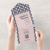 Invitation Tout En Un Elégante Marine & Blush Pink (Déchirure)