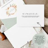 Invitation Tout En Un Elégante Pêche et Mariage floral Sage avec RSVP Al