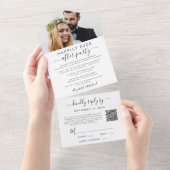 Invitation Tout En Un Elégante Photo QR Code Réception de mariage (Déchirure)