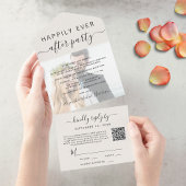 Invitation Tout En Un Elégante Photo QR Code Réception de mariage