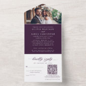 Invitation Tout En Un Elégante photo RSVP QR Code Violet violet violet M (À l'intérieur)