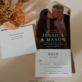 Invitation Tout En Un Élégante superposition Mariage moderne triple invi