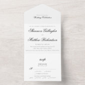 Invitation Tout En Un Élégante typographie de script Mariage noir blanc (À l'intérieur)