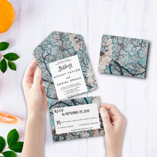 Invitation Tout En Un Elégante végétation fleurie Tout en un Mariage Inv