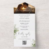 Invitation Tout En Un Élégante végétation florale QR Code Mariage Photo (À l'intérieur)