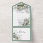 Invitation Tout En Un Elégante verdure botanique Aquarelle florale (À l'intérieur)