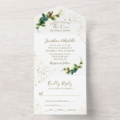 Invitation Tout En Un Élégante verdure forestière Mariage chrétien (À l'intérieur)