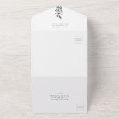 Invitation Tout En Un Élégante verdure Lavender Calligraphie Mariage (Dehors)