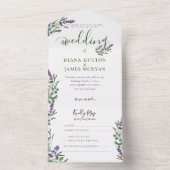 Invitation Tout En Un Élégante verdure Lavender Calligraphie Mariage (À l'intérieur)