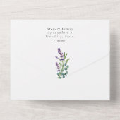 Invitation Tout En Un Élégante verdure Lavender Calligraphie Mariage (Verso)