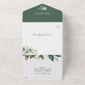 Invitation Tout En Un Elégante verdure Mariage d'aquarelle feutrée (Dehors)