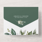 Invitation Tout En Un Elégante verdure Mariage d'aquarelle feutrée (Verso)