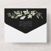 Invitation Tout En Un Elégante verdure sur Mariage noir (Verso)