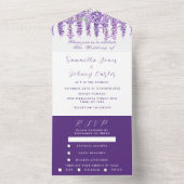 Invitation Tout En Un Elégante Wisteria Aquarelle violet Lilac Mariage A (À l'intérieur)