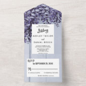 Invitation Tout En Un Élégantes fleurs violet rose bois fleuri Mariage (À l'intérieur)