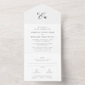 Invitation Tout En Un Élégantes initiales simples mariage noir et blanc (À l'intérieur)