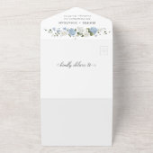 Invitation Tout En Un Élégantes Roses Blanches Bleues Florales Tout En U (Dehors)