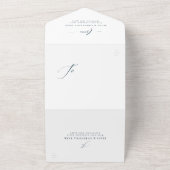 Invitation Tout En Un Élégants initiales simple marine bleu mariage (Dehors)