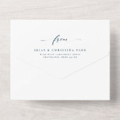 Invitation Tout En Un Élégants initiales simple marine bleu mariage (Verso)
