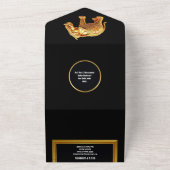 Invitation Tout En Un éléphants indiens or noir Hindi Hindu luxueux (Dehors)