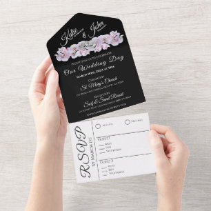 Invitation Tout En Un Embrasse mariage Orchidée Blanche - Tout en un