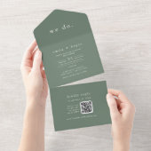 Invitation Tout En Un EMELIA QR Code Sage Green Forest Woodland Mariage (Déchirure)