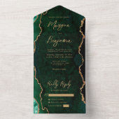 Invitation Tout En Un Emerald Green Agate Gold Mariage (À l'intérieur)