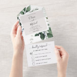 Invitation Tout En Un Emerald Green Eucalyptus Greenery Wedding RSVP<br><div class="desc">Emerald Green Eucalyptus Verdure Aquarelle botanique Printemps Mariage RSVP Invitations sur arrière - plan blanc - comprend belle et élégante typographie script avec feuilles botaniques modernes et verdure pour la célébration spéciale de mariage.</div>