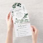 Invitation Tout En Un Emerald Green Eucalyptus Greenery Wedding RSVP<br><div class="desc">Emerald Green Eucalyptus Verdure Aquarelle botanique Printemps Mariage RSVP Invitations sur arrière - plan blanc - comprend belle et élégante typographie script avec feuilles botaniques modernes et verdure pour la célébration spéciale de mariage.</div>