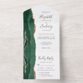 Invitation Tout En Un Emerald Green Gold Agate Options Mariage (À l'intérieur)