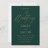 Invitation Tout en un Emerald Green Gold Mariage QR Code (Devant)