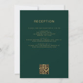 Invitation Tout en un Emerald Green Gold Mariage QR Code (Dos)