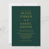 Invitation Tout en un Emerald Green Gold QR Code Mariage (Devant)