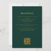 Invitation Tout en un Emerald Green Gold QR Code Mariage (Dos)