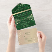 Invitation Tout En Un Emerald Green Jewel Tone Mariage (Déchirure)