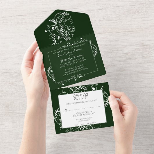Invitation Tout En Un Emerald Green Mariage (Déchirure)