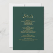 Invitation Tout en un Emerald Green Mariage de script or (Dos)