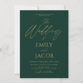Invitation Tout en un Emerald Green Mariage Script (Devant)