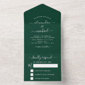 Invitation Tout En Un Emerald Green Mariage Typographie moderne RSVP (À l'intérieur)