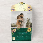 Invitation Tout En Un Emerald Green Rustic Floral Mariage (Dehors)