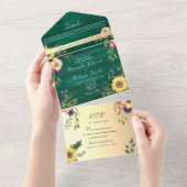 Invitation Tout En Un Emerald Green Rustic Floral Mariage (Déchirure)