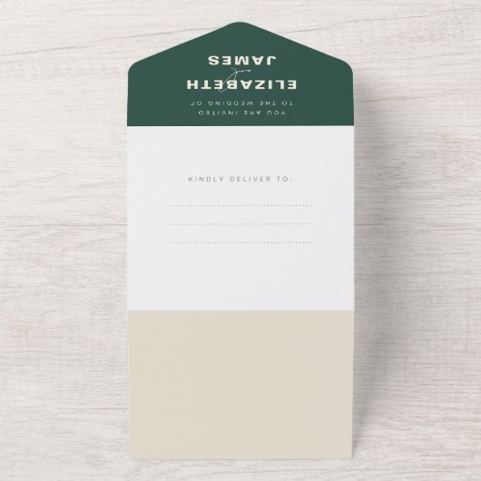 Invitation Tout En Un Emerald Green Simple Mariage Photo QR Code RSVP (Dehors)