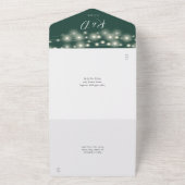 Invitation Tout En Un Emerald Green String Lights QR Code Mariage (Dehors)